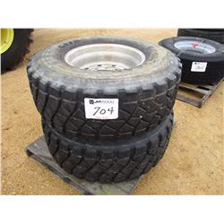 (2) 425/65R22.5 TIRES W/ ALUM RIMS