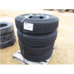 (4) 10.00R20 TIRES WITH RIMS