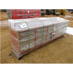 METAL WORK BENCH, - 10', 20 DRAWER, 112" WALL PANEL