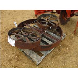(3) MISC SIZE IRON WHEELS