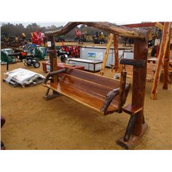78" TEAK WOOD SWING W/ POSTS