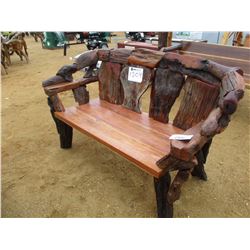 RED TEAK WOOD BENCH