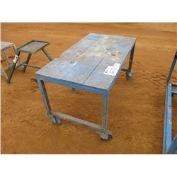 32" X 59" METAL FRAME TABLE WOOD TOP