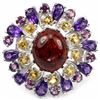 Image 1 : NATURAL AMBER AMETHYST CITRINE & RHODOLITE GARNET RING