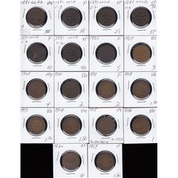 Lot of 18 Canada Large Cents
