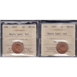 1947 One Cent - Lot of 2
