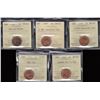 Image 1 : Lot of 5 ICCS Graded One Cent Coins