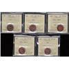 Image 1 : Lot of Five ICCS Graded One Cent Coins