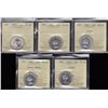 Image 1 : Lot of Five ICCS Graded Twenty-Five Cents