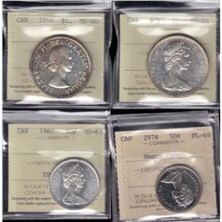 Lot of Four ICCS Graded Coins