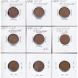 Lot of 9 minor penny errors