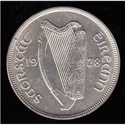 Ireland 2 sh 6 Pence Halfcrown Silver Coin, 1928