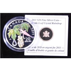 2011 Crystal Raindrop Maple Leaf $20 Fine Silver Coin