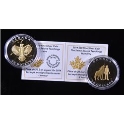 2014 Seven Sacred Teachings $20 Silver Coins - Humility & Love