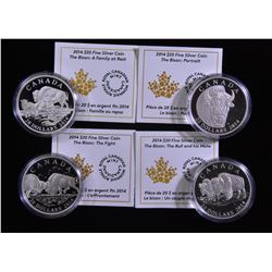 2014 Bison $20 Fine Silver Coin - Lot of 4