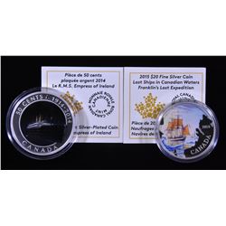 2014 R.M.S. Empress of Ireland 50 Cents & 2015 Franklin's Last Expedition $20 Silver Coins