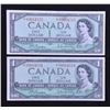 Image 1 : Bank of Canada $1, 1954 Replacement Notes - Lot of 2 Consecutive