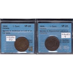 1859 One Cent - Lot of 2