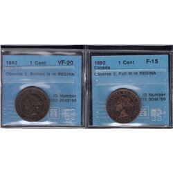 1892 One Cent - Lot of 2