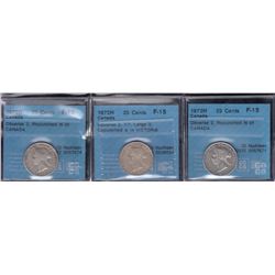 1872H Twenty-Five Cents - Lot of 3