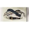 Image 2 : STERLING SILVER WHITE DIAMOND(0.18CT) AND BLUE DIAMOND(0.26) RING REPLACEMENT VALUE $1,090