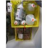 Image 1 : 3 YELLOW CRATES OF MISC CLEANING PRODUCT/SOAP DISPENSERS/ETC
