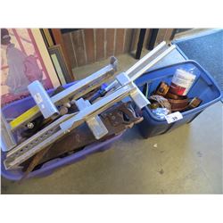 2 TOTES OF MISC SAWS/TOOLS/COLLECTIBLES (ESTATE GOODS)