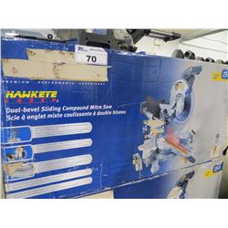 HAWKEYE LASER DUAL-BEVEL SLIDING 12" COMPOUND MITRE SAW 15A IN BOX