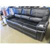 Image 1 : NEW BLACK LEATHER WITH WHITE STITCHING 3 SEATER RECLINING SOFA