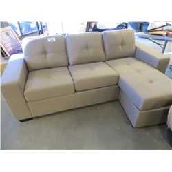 NEW BEIGE 3 SEATER MINI SECTIONAL WITH LEFT OR RIGHT OPTION