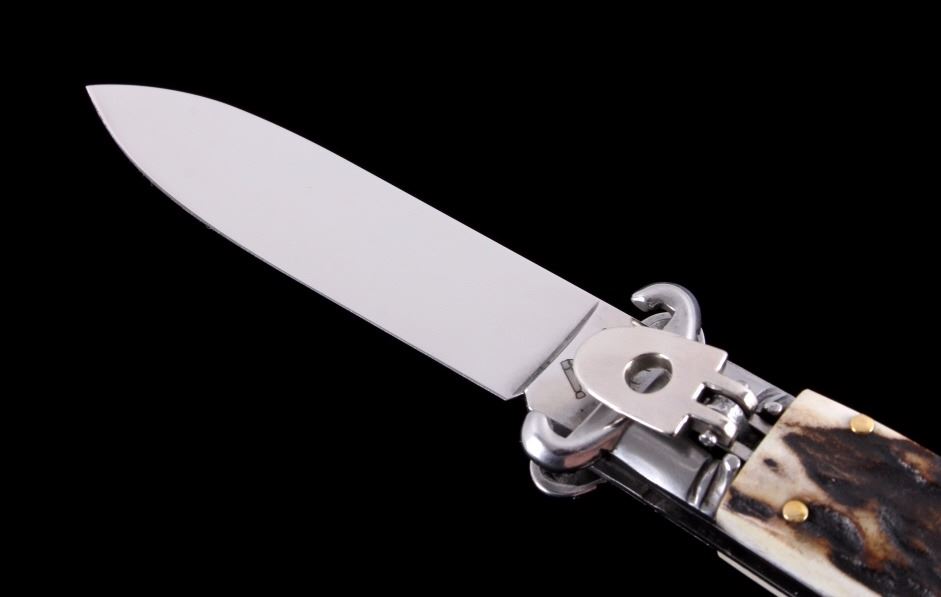 Shell Handle Switchblade Italian Stag Horn Switchblade Shell Puller Knife
