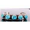 Image 3 : Sterling Silver Turquoise Row Cuff Bracelet.