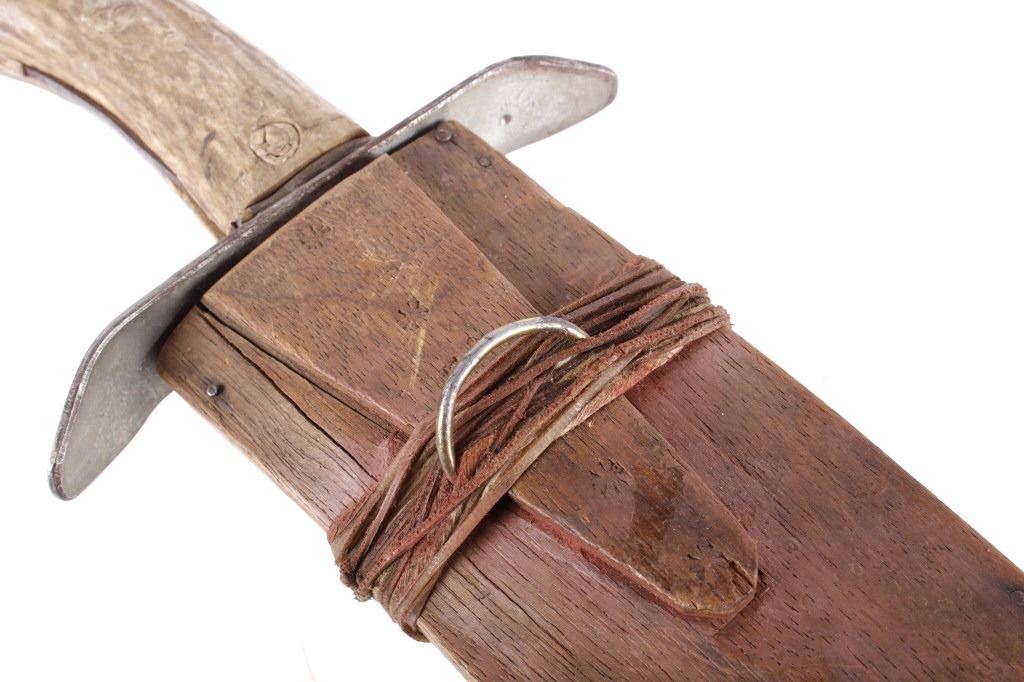 Rustic Kukri/Bowie Knife Hybrid w/ Wooden Sheath