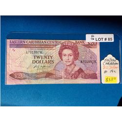 EASTERN CARIBBEAN CENTRAL BANKNOTE, PICK#19a 20 DOLLARS SERIAL: A 701997 K