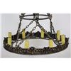 Image 2 : Art Deco Bronze & Wrought Iron 9-Light Chandelier