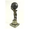 Image 3 : 19th C. Bronze & Marble Atlas with Globe Clock