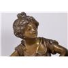 Image 2 : 3-Pc French White Metal & Marble Figural Clock Set