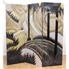Image 1 : Eggshell & Gilt Black Lacquer 3-Panel Screen