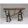Image 1 : Gorgeous hand crafted sofa table made from elk antlers with a mesquite wood top. Since the late 80's