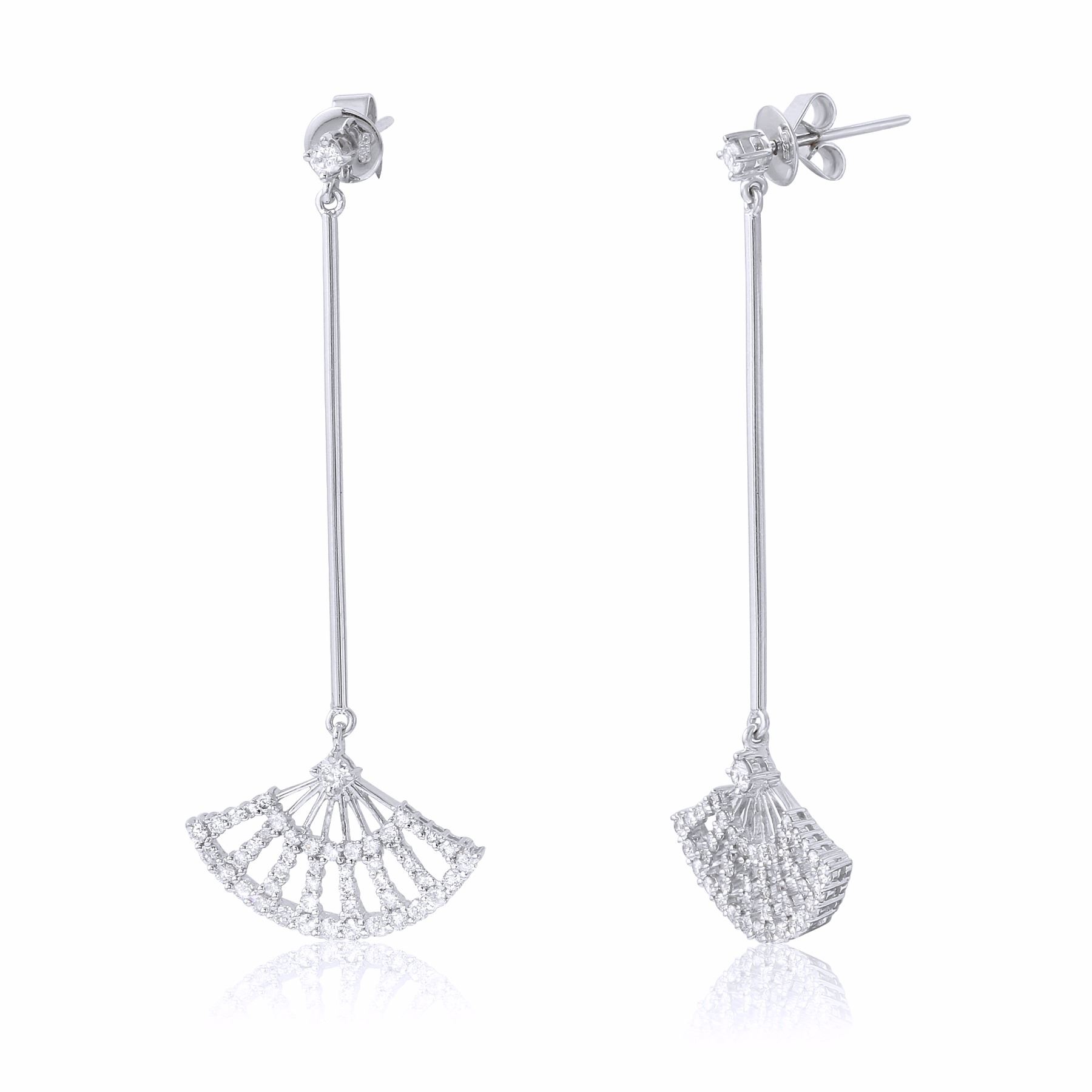 14kt White Gold Diamond Fan Earrings 6561
