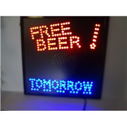 "Free Beer! Tomorrow" Light Sign