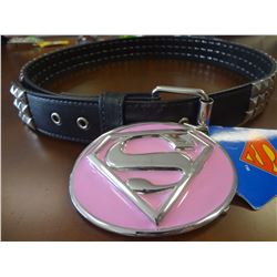 Pink Superman Belt Buckle. Belt of choice