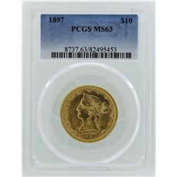 1897 $10 Liberty Head Eagle Gold Coin PCGS MS63