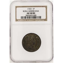 1723 Rosa Americana Penny Coin NGC AU58BN