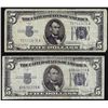 Image 1 : Lot of (2) 1934D $5 Silver Certificate Notes