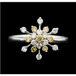 18KT White Gold 0.56ctw Yellow and White Diamond Ring