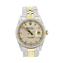 Men's Two-Tone Rolex Datejust Watch with Diamond Dial & Bezel