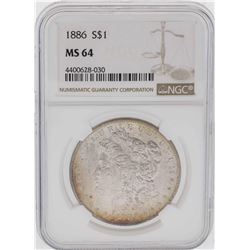 1886 $1 Morgan Silver Dollar Coin NGC MS64