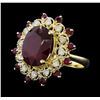 Image 2 : 14KT Yellow Gold 10.32ctw Ruby and Diamond Ring