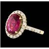 Image 2 : 14KT Yellow Gold 4.19ct Ruby and Diamond Ring